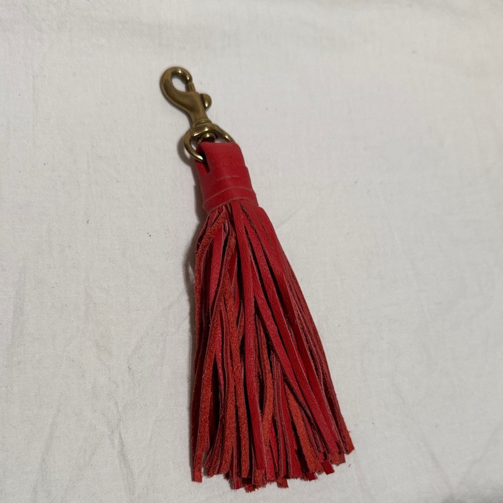 Clare V Red leather Tassel with brass hook